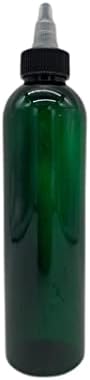 8 גרם בקבוקי פלסטיק קוסמו ירוקים -12 אריזה לבקבוק ריק ניתן למילוי מחדש - BPA בחינם - שמנים אתרים - ארומתרפיה | כובע עליון טוויסט שחור/טבעי - מיוצר בארצות הברית - על ידי חוות טבעיות